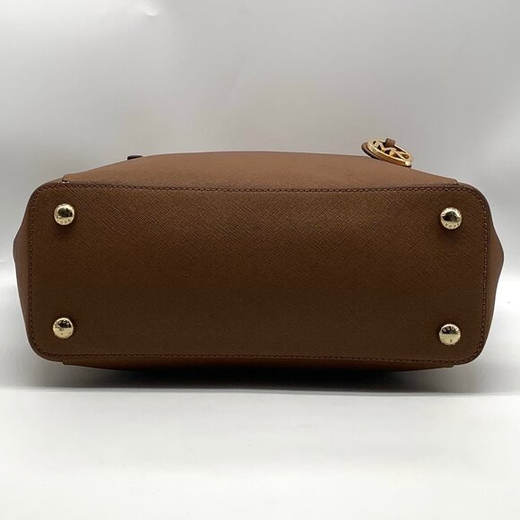 Michael Kors Tan Crosshatch Leather East West Zipper Top Jet Set Tote - Picture 5 of 13